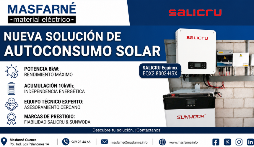 Instalación fotovoltaica de 8 kW con inversor SALICRU Equinox y batería Sunwoda