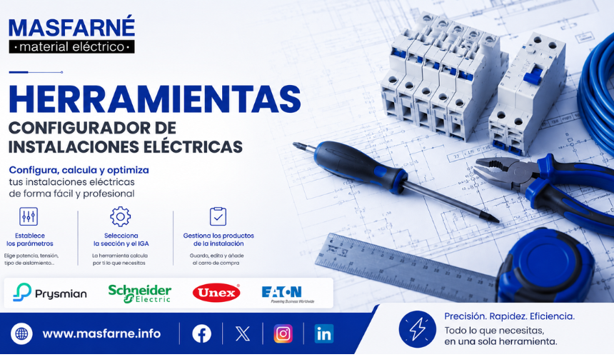 Herramientas del eCommerce Masfarné-Fegime para instalaciones eléctricas