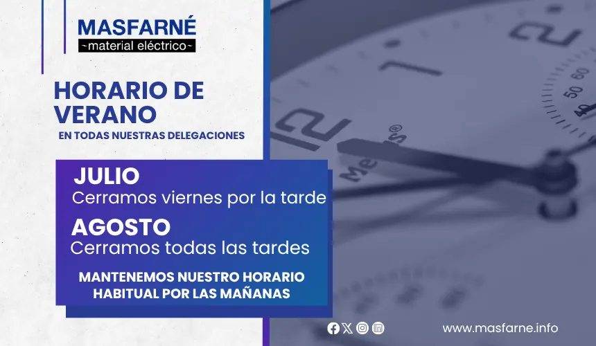 Aviso de horario de verano en Masfarné para los meses de julio y agosto