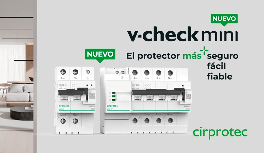 Protector contra sobretensiones V-CHECK MINI de Cirprotec para cuadros eléctricos de interior