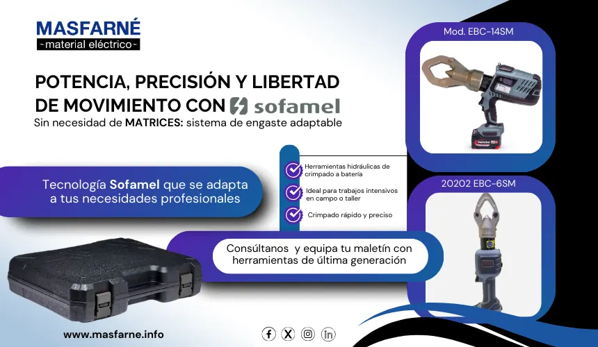 Herramientas hidráulicas a batería Sofamel EBC-6SM y EBC-14SM para crimpado sin matrices